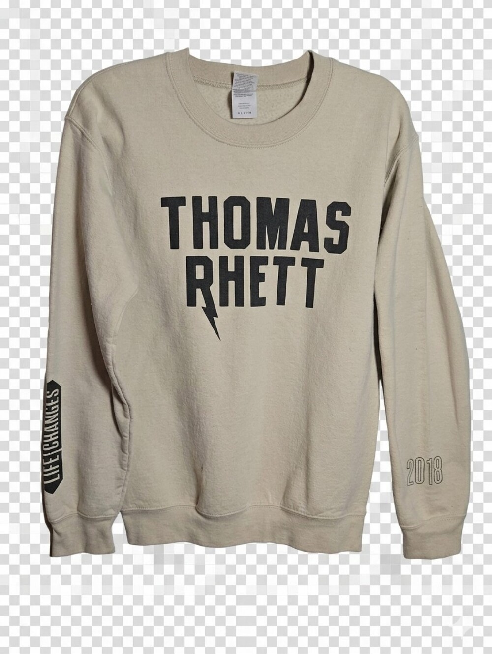 Gildan S Small Cream Crewneck Sweatshirt with Black Thomas Rhett Logo